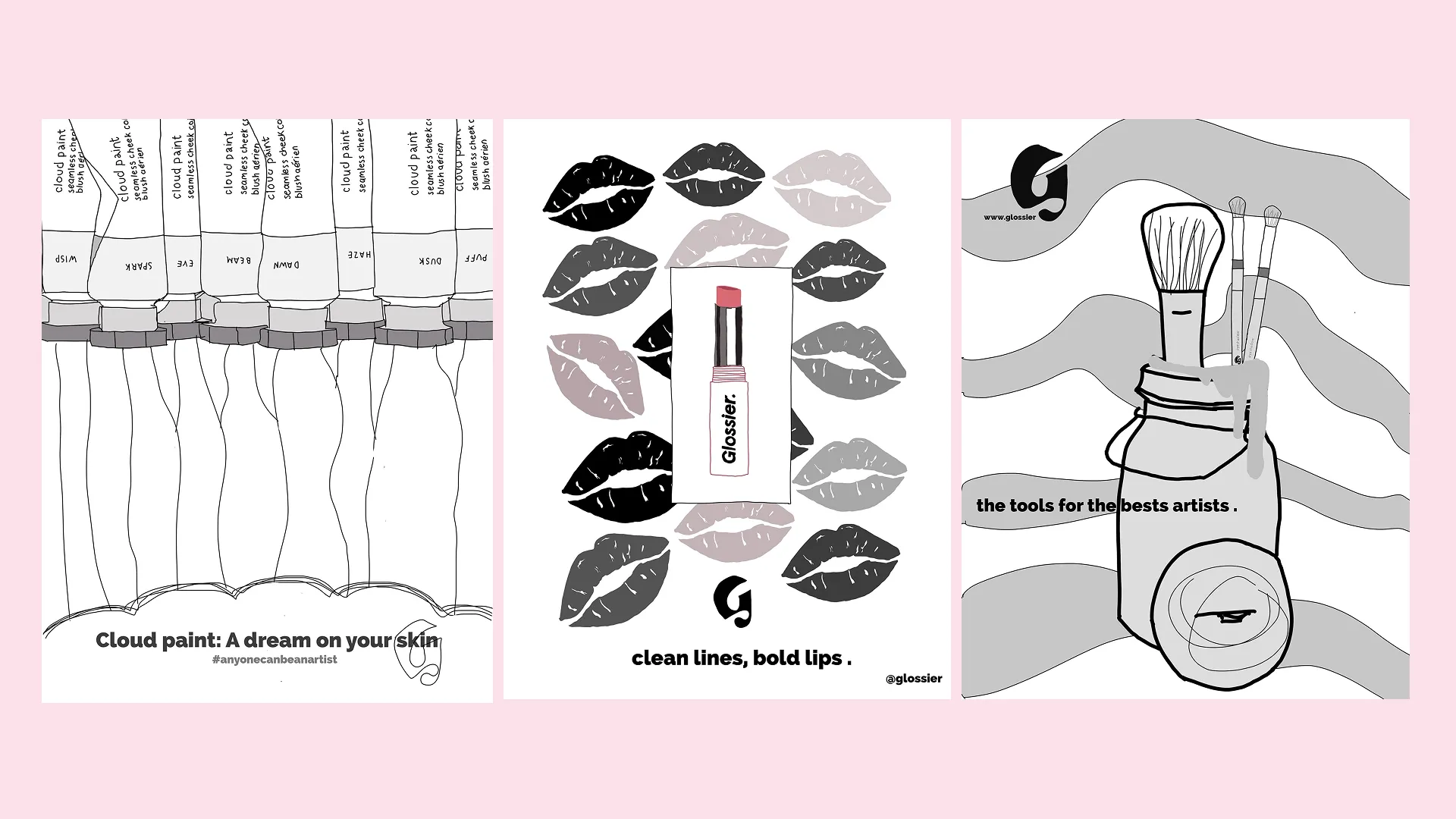 Bocetos de campaña para Glossier